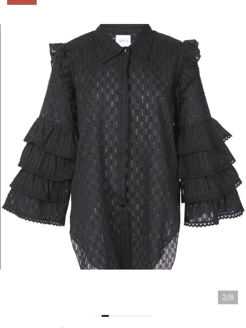 MISA Los Angeles Juana Ruffle Sleeve Blouse Shirt Eyelet Cotton  size M